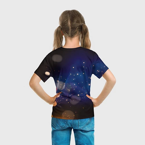 Детская футболка КОТ И ГОЛУБАЯ БАБОЧКА / 3D-принт – фото 6