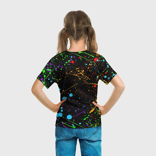 Детская футболка GEOMETRY DASH LEVELS, БРЫЗГИ КРАСОК / 3D-принт – фото 6