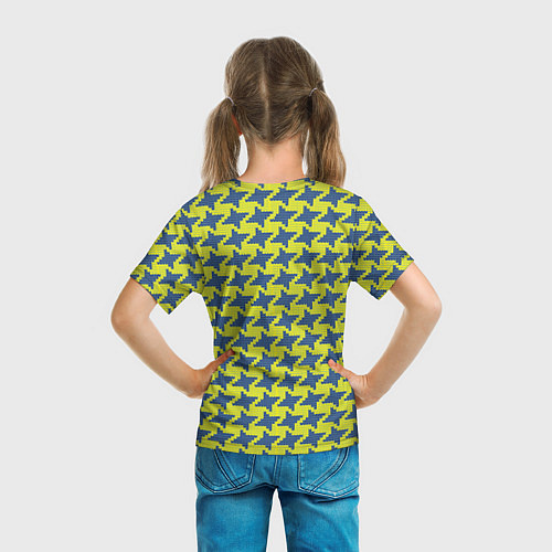 Детская футболка Сине-желтые гусиные лапки / 3D-принт – фото 6
