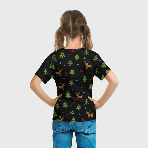 Детская футболка Новогодние олени и елки / 3D-принт – фото 6