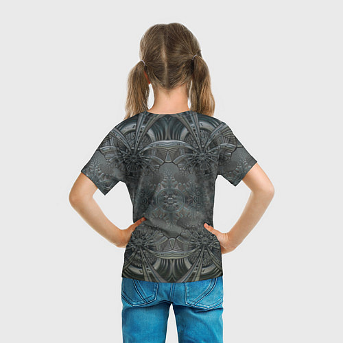 Детская футболка Коллекция Фрактальная мозаика Серо-голубой 292-4 / 3D-принт – фото 6