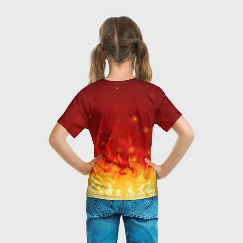 Детская футболка Огненный тигр в пламени / 3D-принт – фото 6