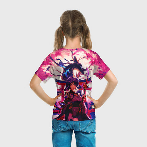 Детская футболка Шогун райден под деревом лисы Геншин Импакт / 3D-принт – фото 6