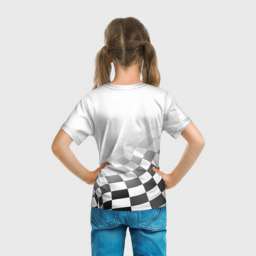 Детская футболка MERCEDES, МЕРСЕДЕС СПОРТ, ФИНИШНЫЙ ФЛАГ, ФОРМУЛА 1 / 3D-принт – фото 6