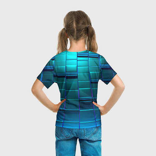 Детская футболка 3D квадраты неоновые / 3D-принт – фото 6