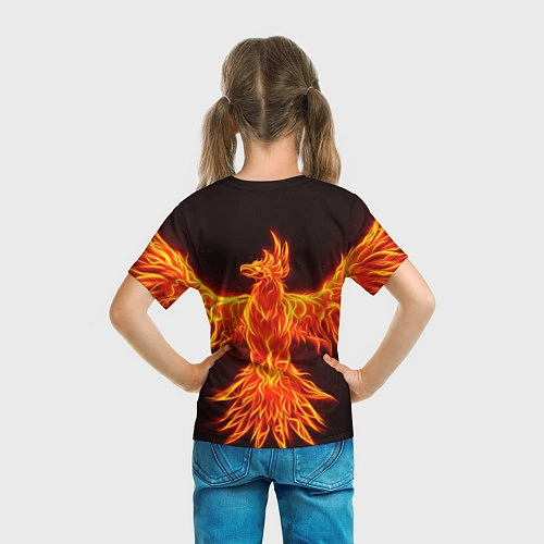 Детская футболка ОГНЕННЫЙ ФЕНИКС FIRE PHOENIX / 3D-принт – фото 6