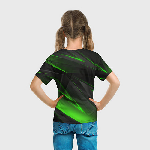 Детская футболка SKODA GEOMETRY STRIPES GREEN NEON / 3D-принт – фото 6