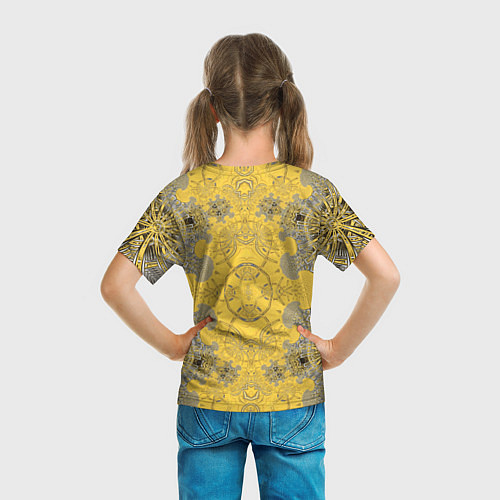 Детская футболка Коллекция Фрактальная мозаика Желтый на черном 573 / 3D-принт – фото 6