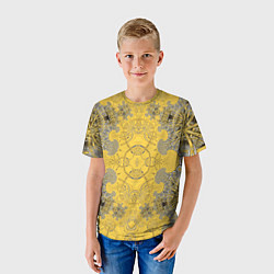 Футболка детская Коллекция Фрактальная мозаика Желтый на черном 573, цвет: 3D-принт — фото 2