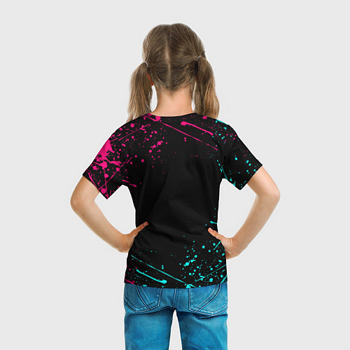 Детская футболка EXO BAND NEON LOGO НЕОНОВЫЕ БРЫЗГИ КРАСОК / 3D-принт – фото 6