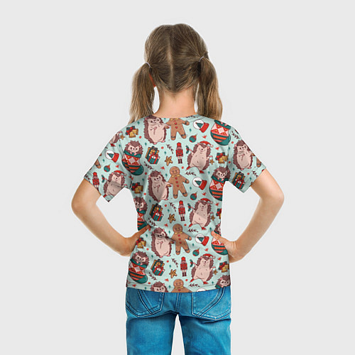 Детская футболка Новогодний ёжик и щелкунчик / 3D-принт – фото 6