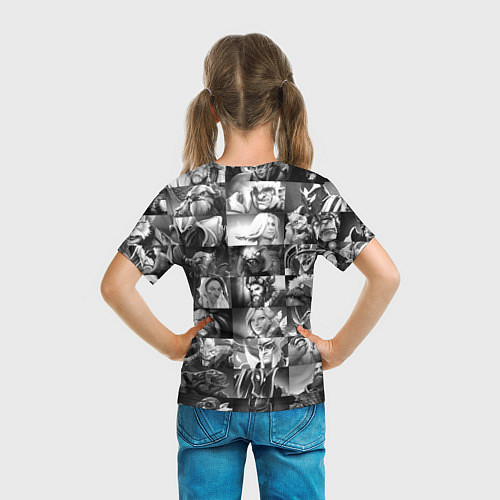 Детская футболка DOTA 2 ГЕРОИ ЧЁРНО БЕЛЫЙ ДОТА 2 / 3D-принт – фото 6