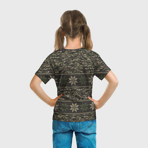 Детская футболка Вязанный камуфляж с цветами / 3D-принт – фото 6