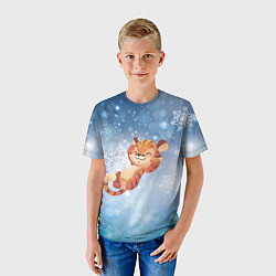 Футболка детская Довольный тигренок Новогодний, цвет: 3D-принт — фото 2