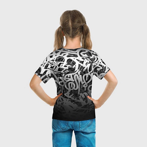 Детская футболка GRAFFITI WHITE TAGS ГРАФФИТИ / 3D-принт – фото 6