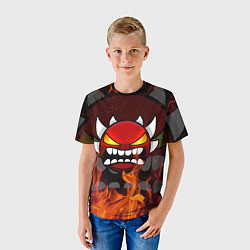 Футболка детская GEOMETRY DASH DEMON FIRE SMILE, цвет: 3D-принт — фото 2