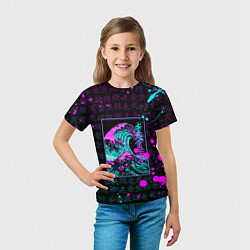 Футболка детская НЕОНОВЫЕ ВОЛНЫ НЕОН ЯПОНИЯ КАНАГАВА, цвет: 3D-принт — фото 2
