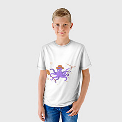 Футболка детская Осьминог ковбой, цвет: 3D-принт — фото 2