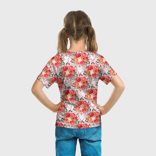 Детская футболка Цветы - розы паттерн / 3D-принт – фото 6