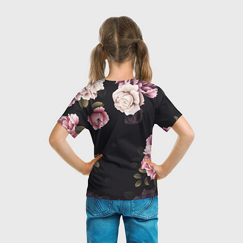 Детская футболка РОЗЫ И ПИОНЫ / 3D-принт – фото 6