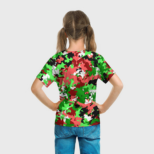 Детская футболка Красно-зеленый камуфляж / 3D-принт – фото 6