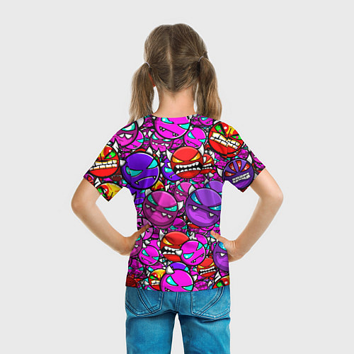 Детская футболка Geometry Dash эмоции demon / 3D-принт – фото 6