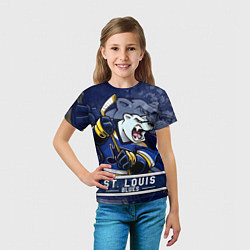 Футболка детская Сент-Луис Блюз, St Louis Blues Маскот, цвет: 3D-принт — фото 2