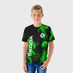 Футболка детская Skoda: Green Smoke, цвет: 3D-принт — фото 2