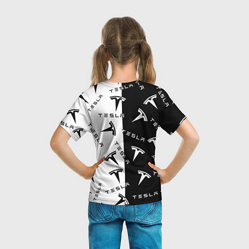 Детская футболка Tesla Black & White / 3D-принт – фото 6