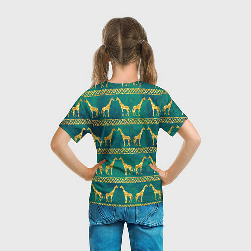 Детская футболка Золотые жирафы паттерн / 3D-принт – фото 6