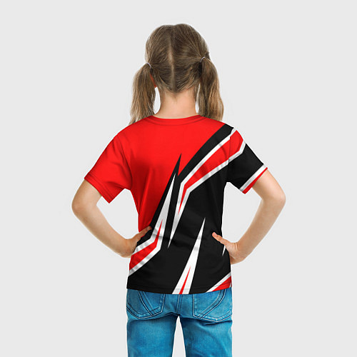 Детская футболка ТЕСЛА - КРАСНЫЙ СПОРТИВНЫЙ / 3D-принт – фото 6