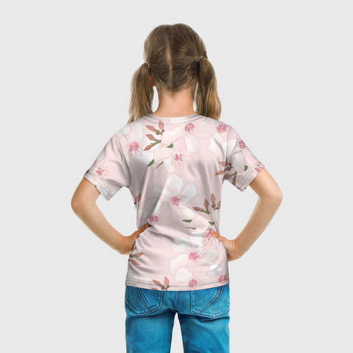 Детская футболка Розовые цветы весны / 3D-принт – фото 6