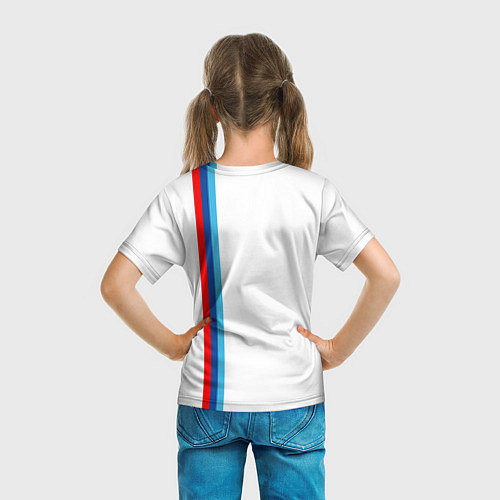 Детская футболка БМВ 3 STRIPE BMW WHITE / 3D-принт – фото 6