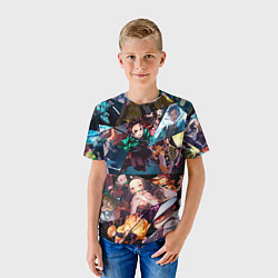 Футболка детская Kimetsu no aiba Все персонажи, цвет: 3D-принт — фото 2