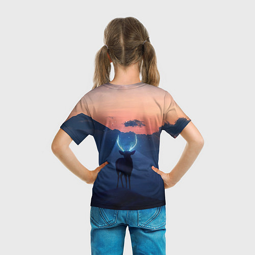 Детская футболка Олень с неоновыми рогами / 3D-принт – фото 6