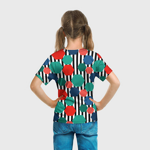 Детская футболка Геометрический разноцветный узор / 3D-принт – фото 6