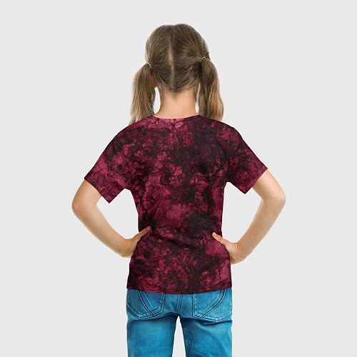 Детская футболка Мраморный бордовый текстурированный узор / 3D-принт – фото 6