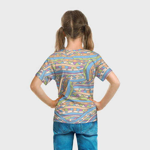 Детская футболка Разноцветный геометрический узор в стиле дудл / 3D-принт – фото 6