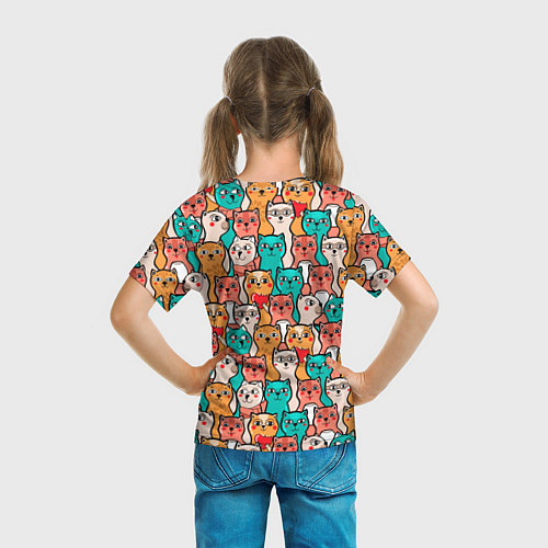 Детская футболка Милые Разноцветные Котики / 3D-принт – фото 6