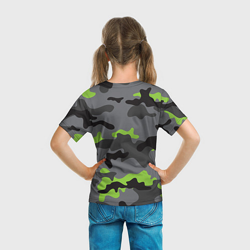 Детская футболка Brawl Stars Камуфляж Серо-Чёрный Череп / 3D-принт – фото 6