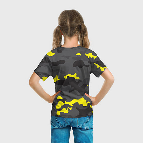 Детская футболка Brawl Stars Череп Камуфляж Жёлто-Серый / 3D-принт – фото 6