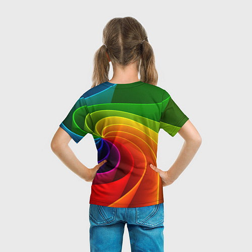 Детская футболка Спираль Модный узор 2023 Неон / 3D-принт – фото 6