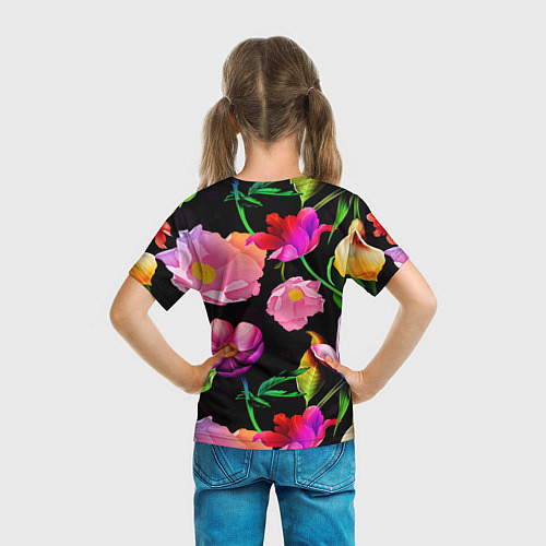 Детская футболка Цветочный узор Floral pattern / 3D-принт – фото 6