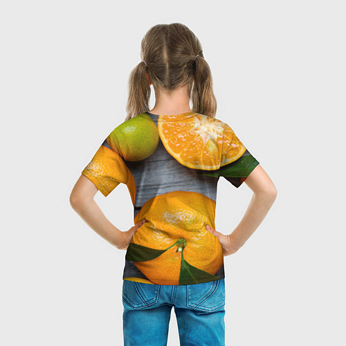 Детская футболка Мандаринки на деревянном столе / 3D-принт – фото 6