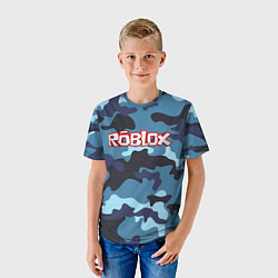 Футболка детская Roblox Камуфляж Тёмный Синий, цвет: 3D-принт — фото 2
