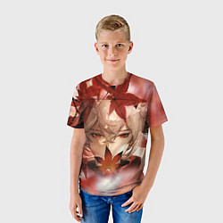 Футболка детская Кадзуха и кленовые листья, цвет: 3D-принт — фото 2