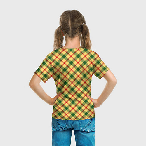 Детская футболка Желто-зеленая Клетка / 3D-принт – фото 6