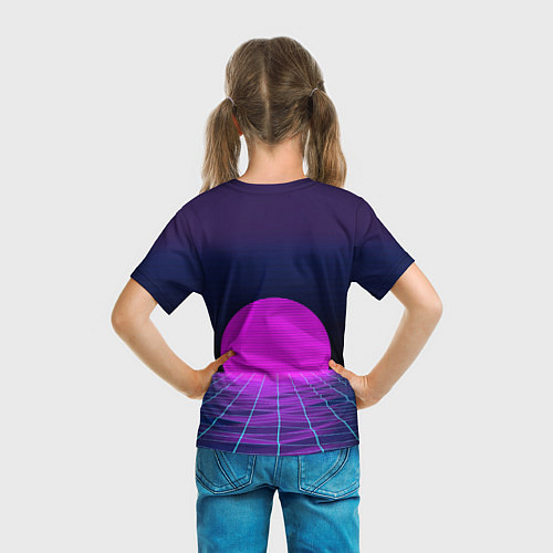 Детская футболка Закат розового солнца Vaporwave Психоделика / 3D-принт – фото 6