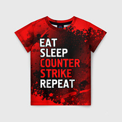 Футболка детская Eat Sleep Counter Strike Repeat Брызги, цвет: 3D-принт
