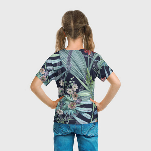 Детская футболка Цветы Синие Ботанические / 3D-принт – фото 6